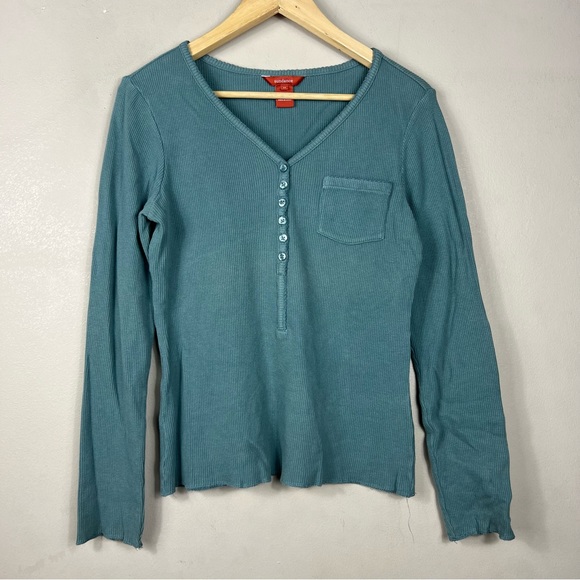 Sundance Quarter Button Ribbed Henley Long Sleeve Top - Picture 1 of 5